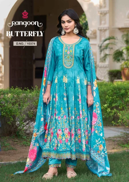 Butterfly By Rangoon Chinon Printed Bulk Anarkali Suits Orders In India